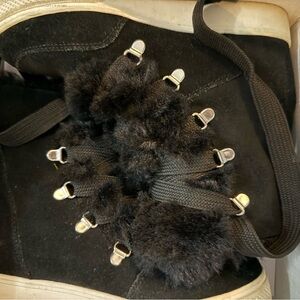 Steve Madden Black Sneakers with Fur Detail